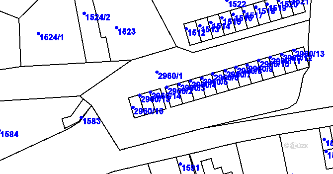 Parcela st. 2960/2 v KÚ Děčín, Katastrální mapa