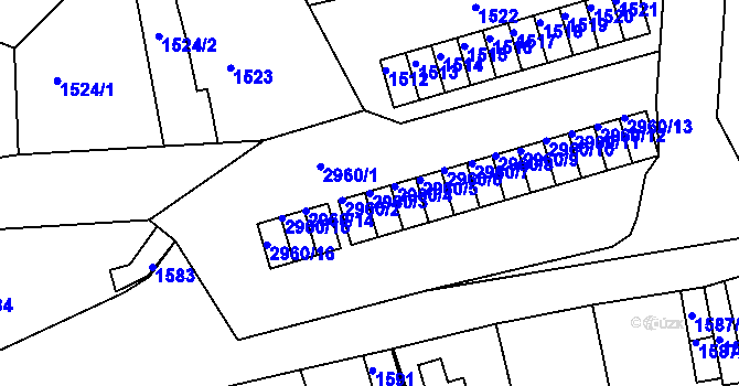 Parcela st. 2960/3 v KÚ Děčín, Katastrální mapa