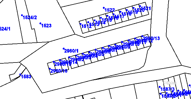 Parcela st. 2960/6 v KÚ Děčín, Katastrální mapa