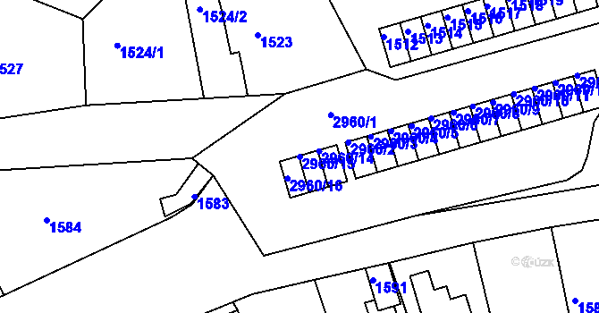 Parcela st. 2960/15 v KÚ Děčín, Katastrální mapa