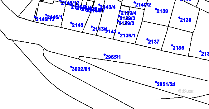 Parcela st. 2965/1 v KÚ Děčín, Katastrální mapa