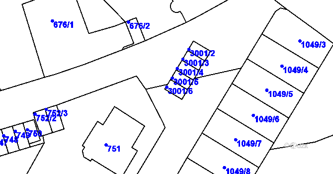 Parcela st. 3001/6 v KÚ Děčín, Katastrální mapa