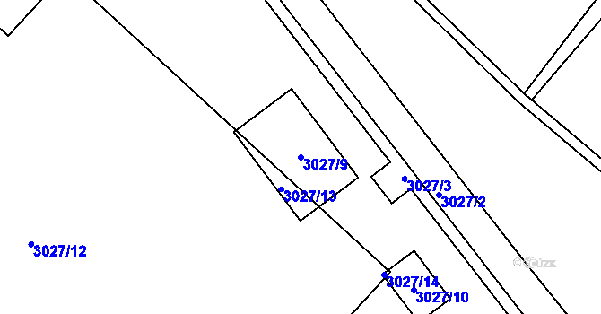 Parcela st. 3027/9 v KÚ Děčín, Katastrální mapa