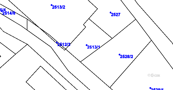 Parcela st. 2513/1 v KÚ Děčín, Katastrální mapa