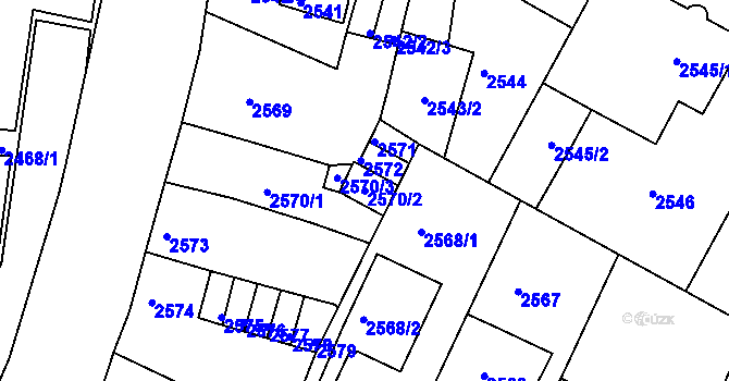 Parcela st. 2570/2 v KÚ Děčín, Katastrální mapa
