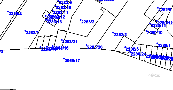 Parcela st. 2283/20 v KÚ Děčín, Katastrální mapa