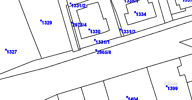 Parcela st. 2965/8 v KÚ Děčín, Katastrální mapa