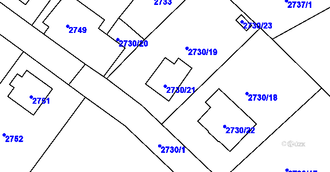 Parcela st. 2730/21 v KÚ Děčín, Katastrální mapa