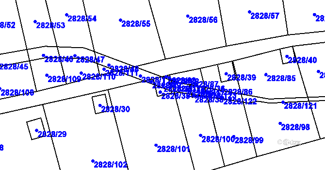 Parcela st. 2828/34 v KÚ Děčín, Katastrální mapa