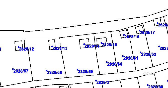 Parcela st. 2828/14 v KÚ Děčín, Katastrální mapa