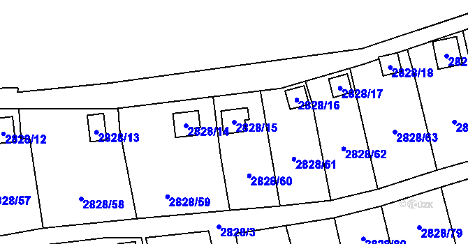 Parcela st. 2828/15 v KÚ Děčín, Katastrální mapa