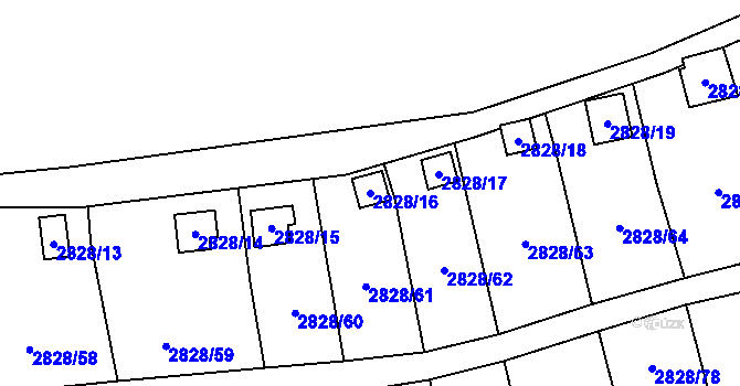 Parcela st. 2828/16 v KÚ Děčín, Katastrální mapa