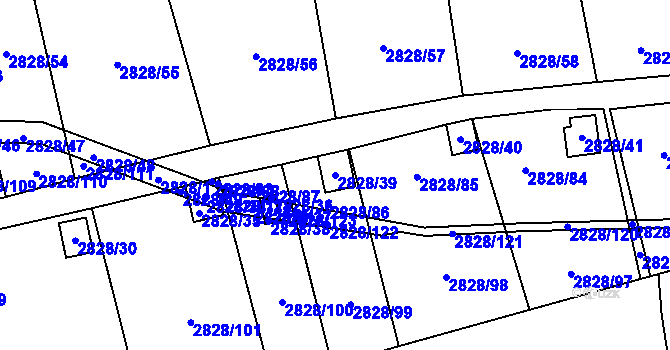 Parcela st. 2828/39 v KÚ Děčín, Katastrální mapa