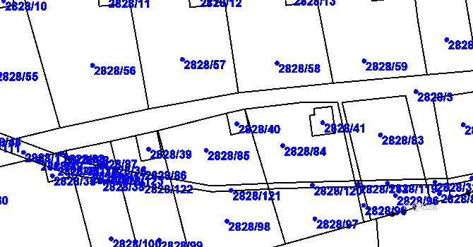 Parcela st. 2828/40 v KÚ Děčín, Katastrální mapa
