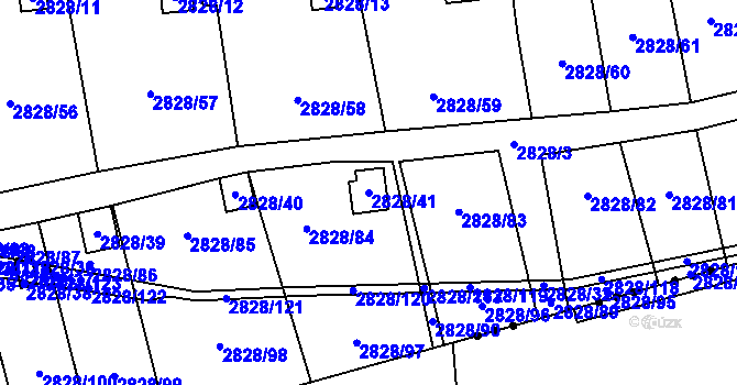 Parcela st. 2828/41 v KÚ Děčín, Katastrální mapa