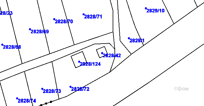 Parcela st. 2828/42 v KÚ Děčín, Katastrální mapa