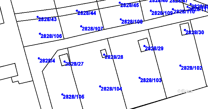 Parcela st. 2828/28 v KÚ Děčín, Katastrální mapa