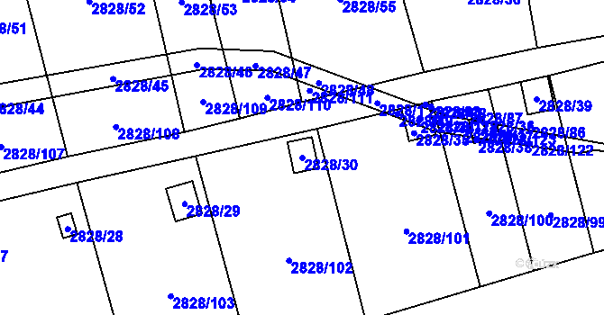 Parcela st. 2828/30 v KÚ Děčín, Katastrální mapa