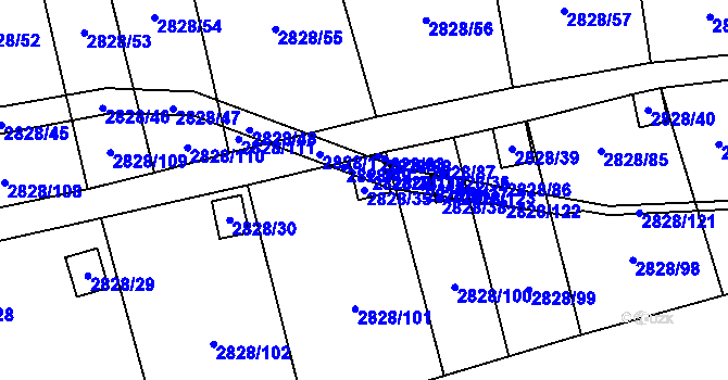Parcela st. 2828/35 v KÚ Děčín, Katastrální mapa