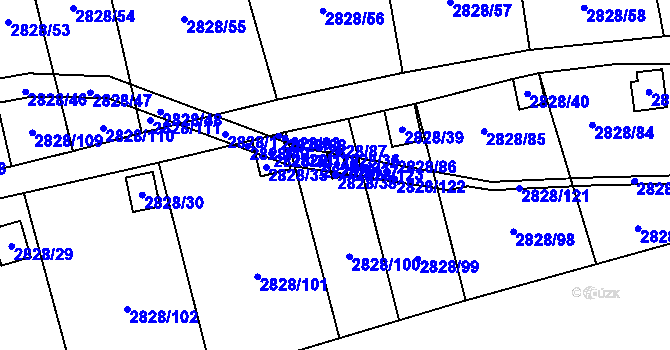 Parcela st. 2828/38 v KÚ Děčín, Katastrální mapa