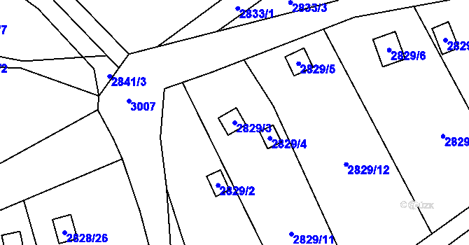 Parcela st. 2829/3 v KÚ Děčín, Katastrální mapa