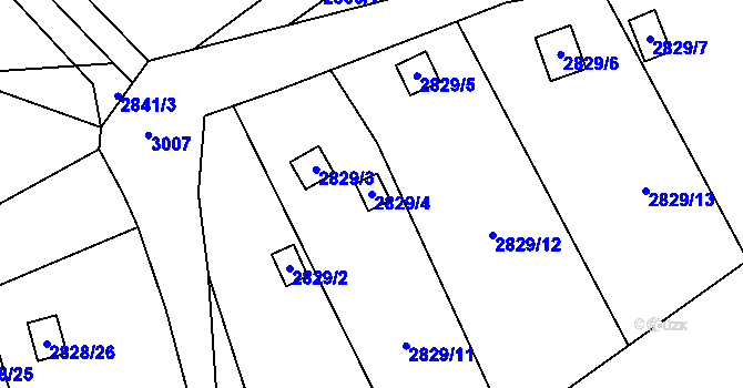 Parcela st. 2829/4 v KÚ Děčín, Katastrální mapa