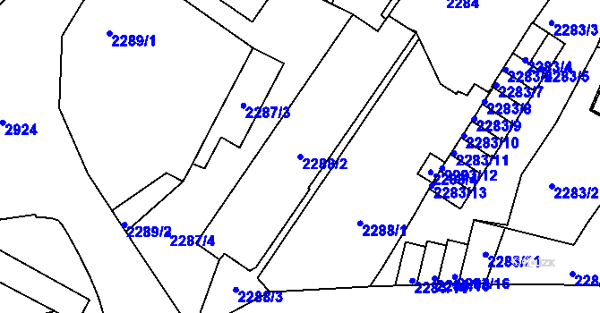 Parcela st. 2288/2 v KÚ Děčín, Katastrální mapa