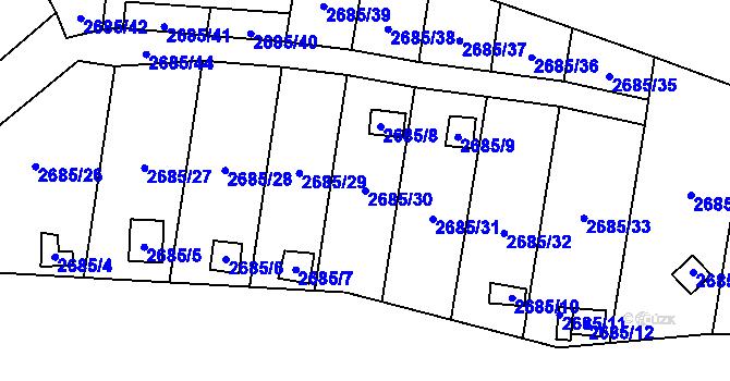 Parcela st. 2685/30 v KÚ Děčín, Katastrální mapa