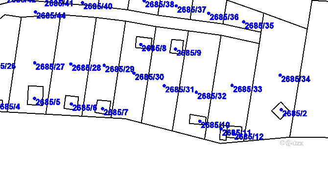 Parcela st. 2685/31 v KÚ Děčín, Katastrální mapa