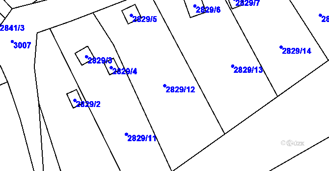 Parcela st. 2829/12 v KÚ Děčín, Katastrální mapa