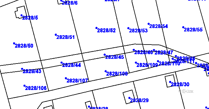 Parcela st. 2828/45 v KÚ Děčín, Katastrální mapa