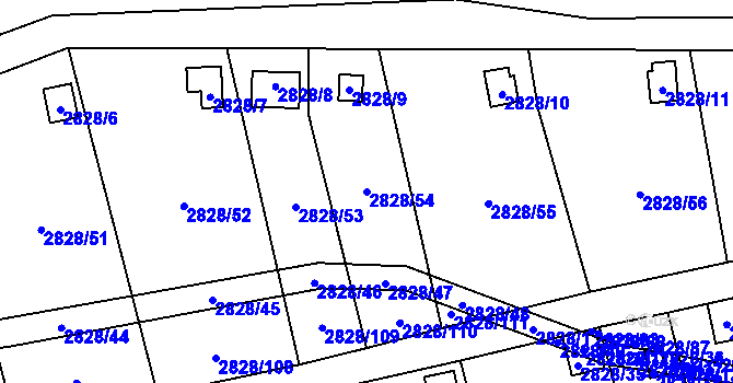 Parcela st. 2828/54 v KÚ Děčín, Katastrální mapa