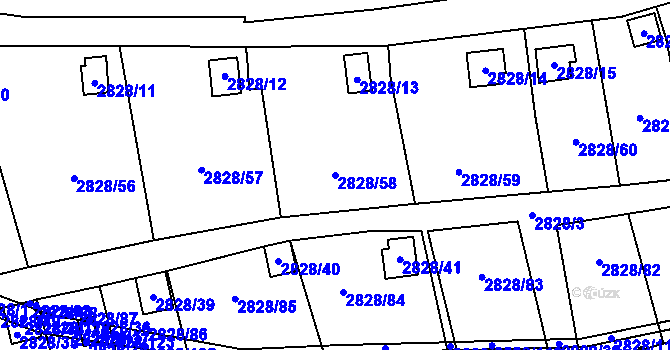 Parcela st. 2828/58 v KÚ Děčín, Katastrální mapa