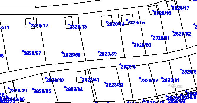 Parcela st. 2828/59 v KÚ Děčín, Katastrální mapa
