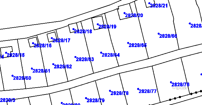 Parcela st. 2828/64 v KÚ Děčín, Katastrální mapa