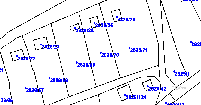 Parcela st. 2828/70 v KÚ Děčín, Katastrální mapa