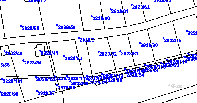 Parcela st. 2828/82 v KÚ Děčín, Katastrální mapa