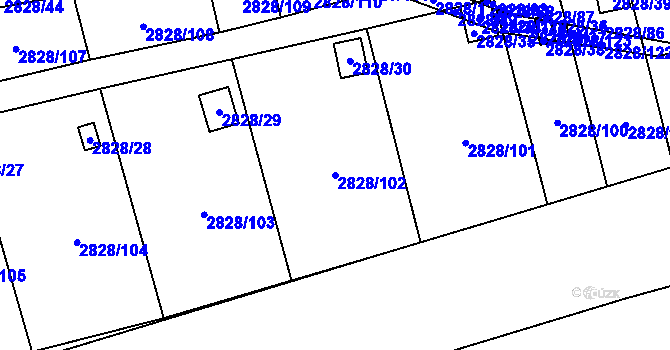 Parcela st. 2828/102 v KÚ Děčín, Katastrální mapa
