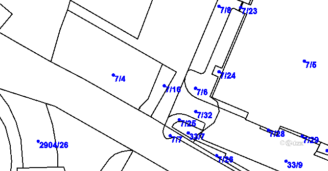Parcela st. 7/16 v KÚ Děčín, Katastrální mapa