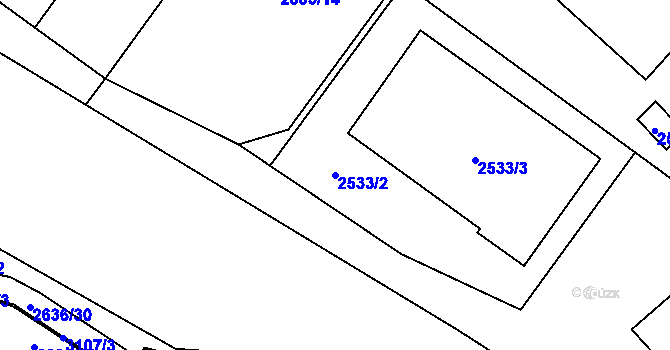 Parcela st. 2533/2 v KÚ Děčín, Katastrální mapa