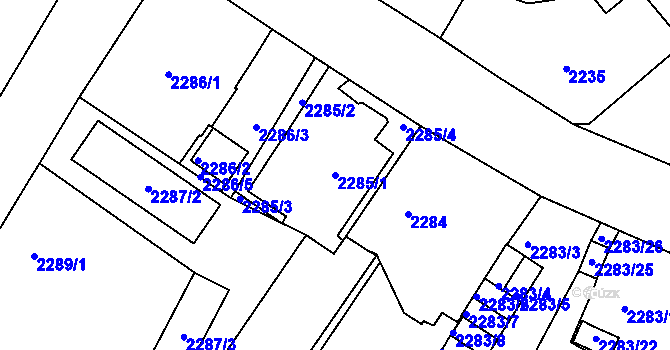 Parcela st. 2285/1 v KÚ Děčín, Katastrální mapa