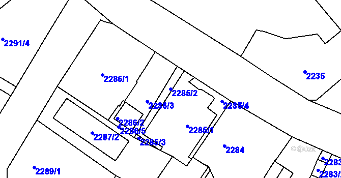 Parcela st. 2285/2 v KÚ Děčín, Katastrální mapa