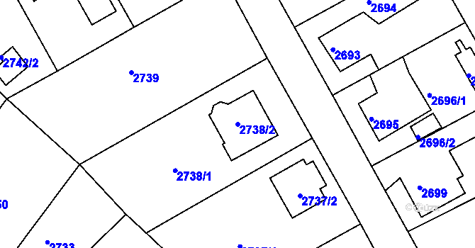Parcela st. 2738/2 v KÚ Děčín, Katastrální mapa
