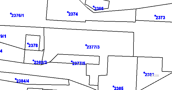Parcela st. 2377/3 v KÚ Děčín, Katastrální mapa