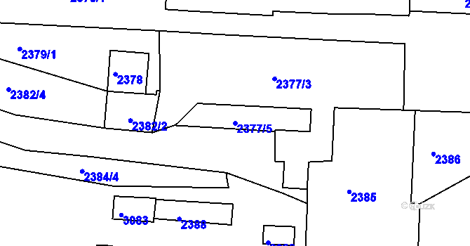 Parcela st. 2377/5 v KÚ Děčín, Katastrální mapa