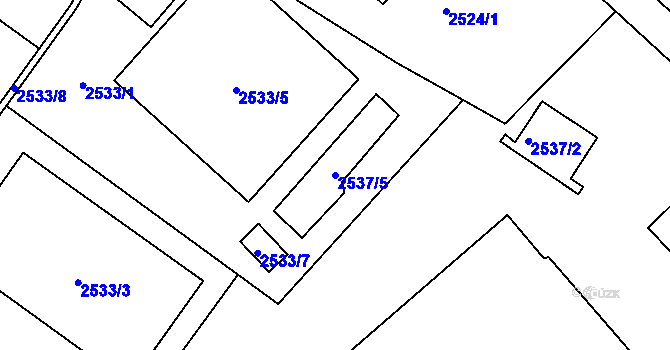 Parcela st. 2537/5 v KÚ Děčín, Katastrální mapa