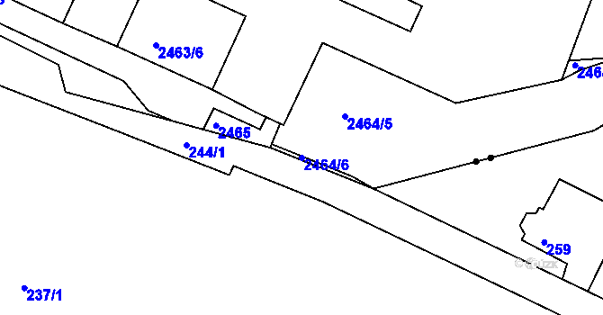 Parcela st. 2464/6 v KÚ Děčín, Katastrální mapa