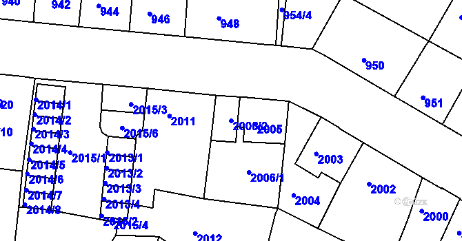 Parcela st. 2006/2 v KÚ Děčín, Katastrální mapa