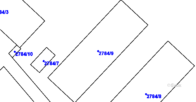Parcela st. 2784/9 v KÚ Děčín, Katastrální mapa