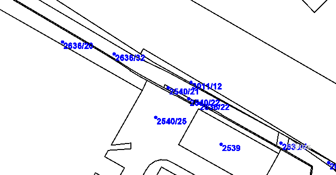 Parcela st. 2540/21 v KÚ Děčín, Katastrální mapa